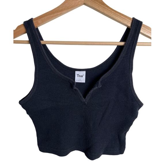 Aritzia TNA Waffle Notch Tank Top in Black size S - Picture 1 of 6